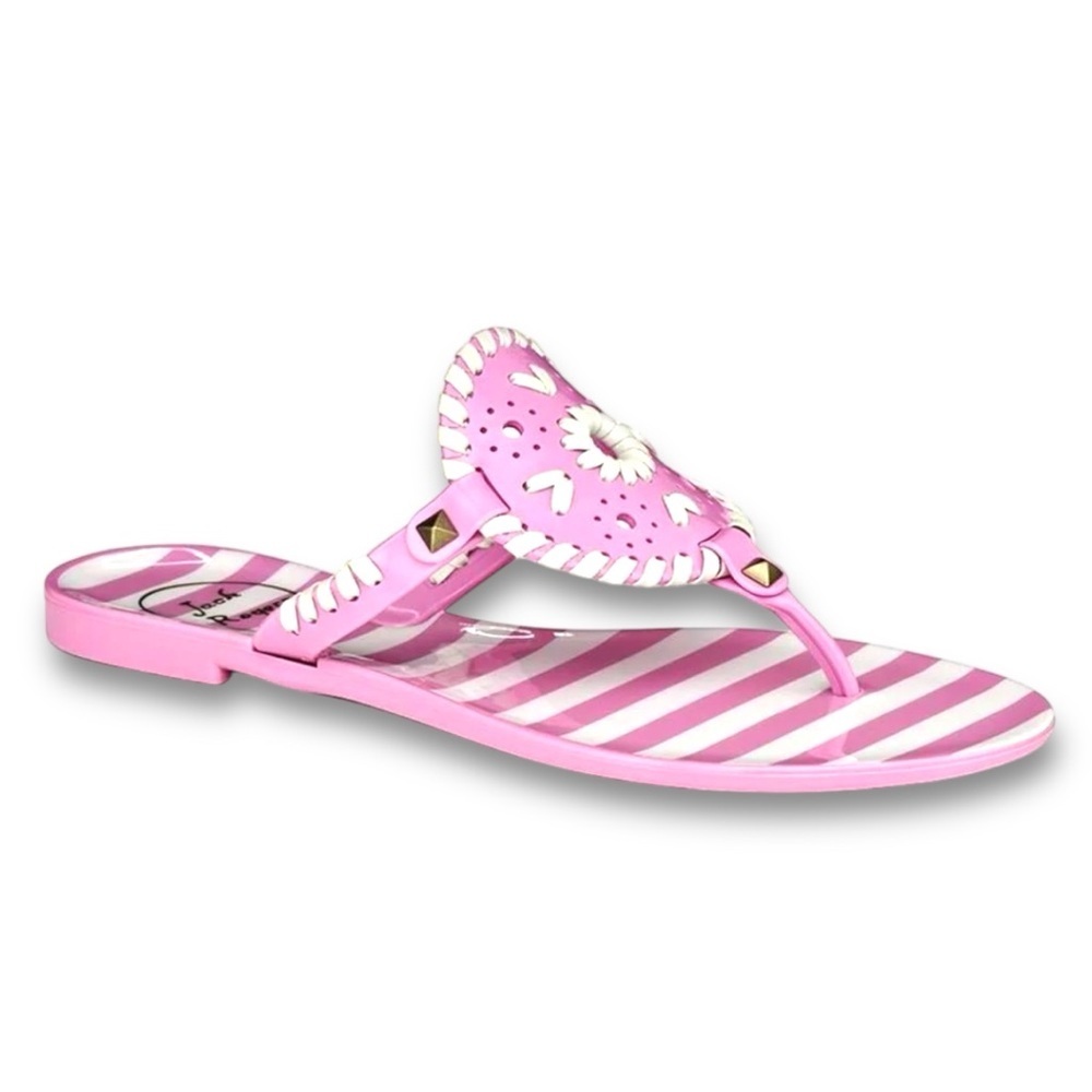 Jack Rogers Lavender Pink White Striped Georgica Jelly Sandal Size 8 - Picture 2 of 12